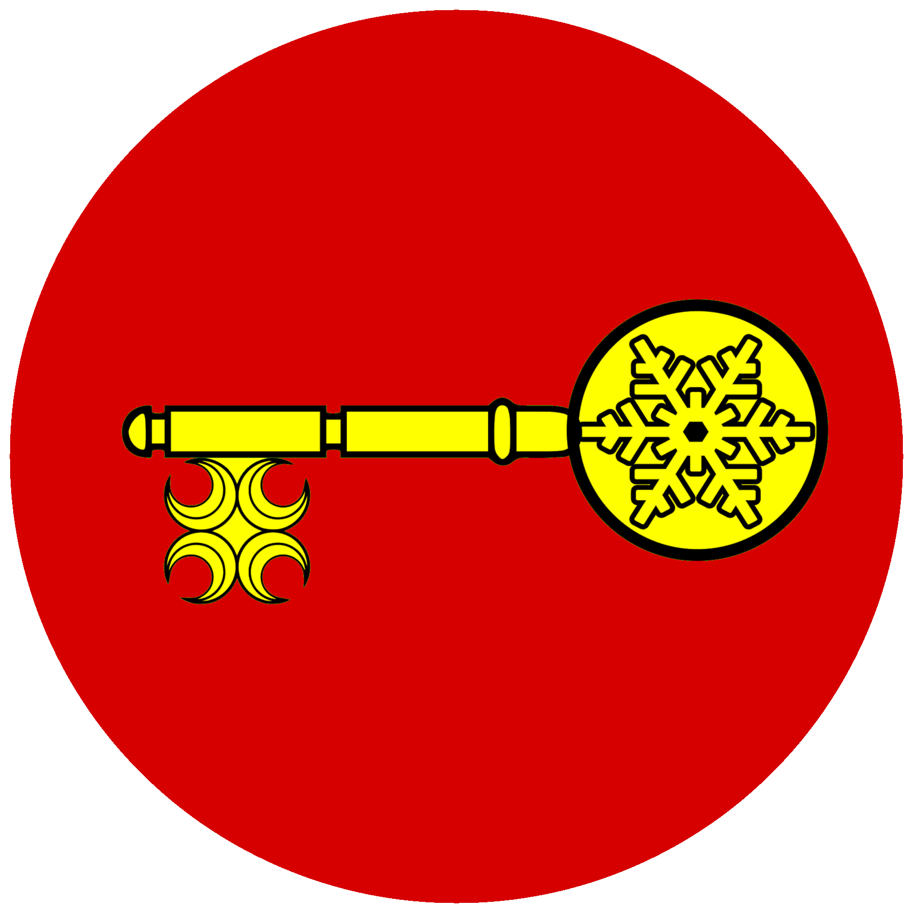 A red Circle with a gold key facing left centered on it